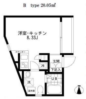 桜ヒルズ三田(ワンルーム/5階)の間取り写真