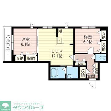 タウンハウス ジロー(2LDK/3階)の間取り写真