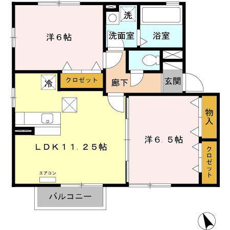 MOMO HOUSE II(2LDK/1階)の間取り写真