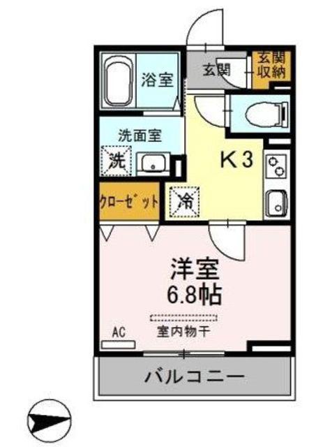 アマービレ(1K/2階)の間取り写真