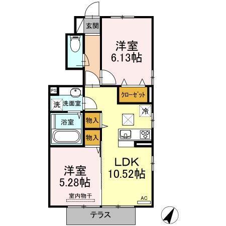 クレセント I(1LDK/1階)の間取り写真