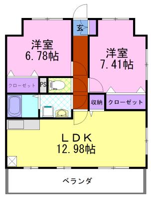 モア ルミーネ(2LDK/10階)の間取り写真