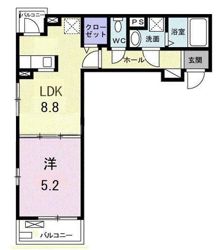 アルコバレーノII(1LDK/2階)の間取り写真