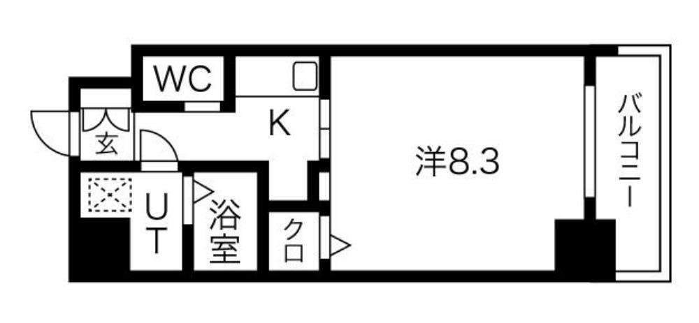 コスモ真田山(1K/7階)の間取り写真