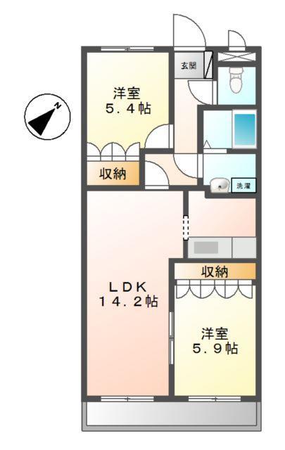 ESPOIR(2LDK/1階)の間取り写真