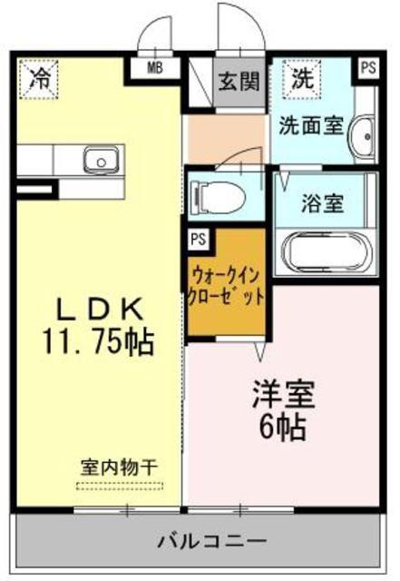 第1コスモスヴィラ(1LDK/2階)の間取り写真