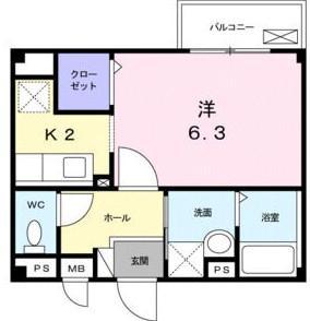 くらーる ぶりーぜ(1K/1階)の間取り写真