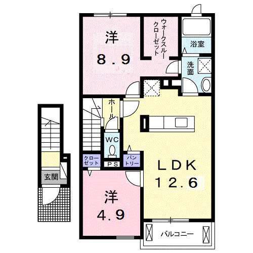 グリーンヒルズT・M(2LDK/2階)の間取り写真
