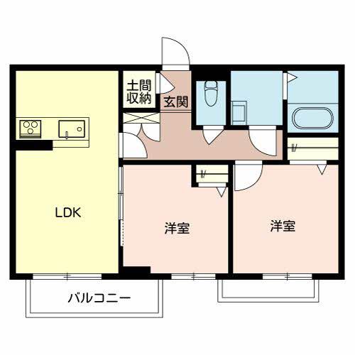 シャーメゾンアルフラット(1LDK/2階)の間取り写真
