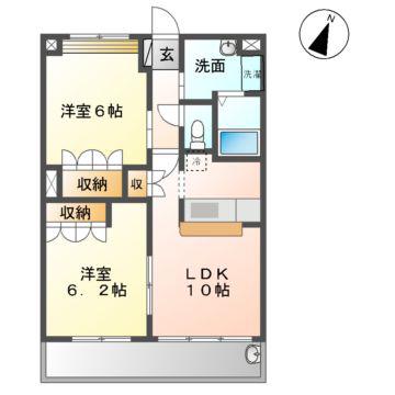 インフィニティ(2LDK/2階)の間取り写真