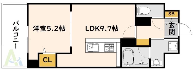 D-1兵庫(1DK/10階)の間取り写真