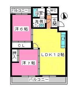 横手ビル(2LDK/2階)の間取り写真
