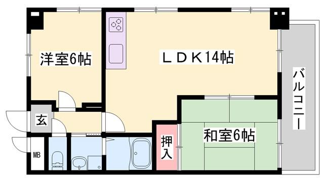 ピアイースト姫路白浜(2LDK/3階)の間取り写真