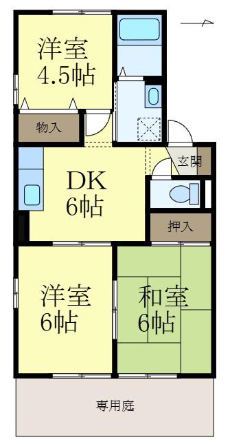セジュールK(3DK/1階)の間取り写真