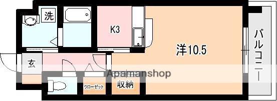 Fビル(1K/4階)の間取り写真
