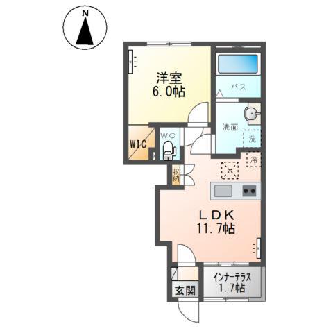 保原町アパート(1LDK/1階)の間取り写真