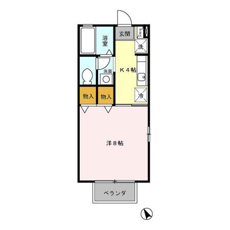 ピエールプセ(1K/2階)の間取り写真