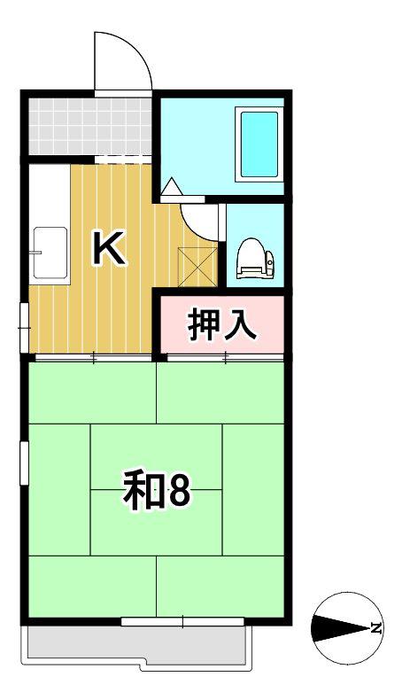 コーポスズキ(1K/2階)の間取り写真