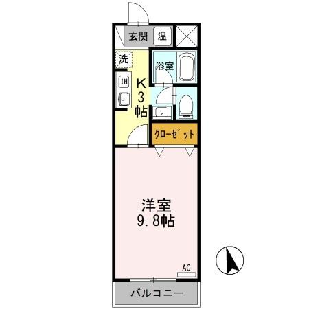 クレセントハウス・七瀬(1K/1階)の間取り写真