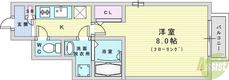 アネックス藤 ウエスト(1K/1階)の間取り写真
