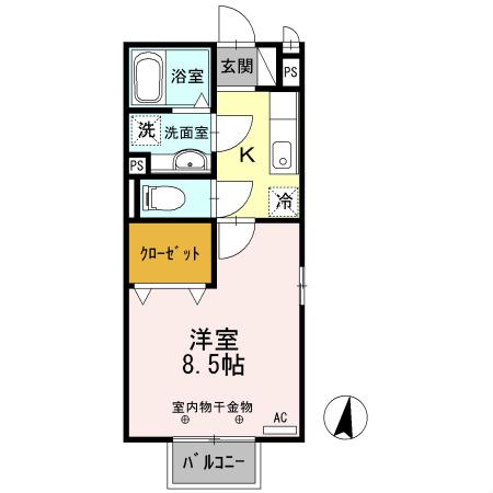 サニーコート丸領 A(1K/2階)の間取り写真