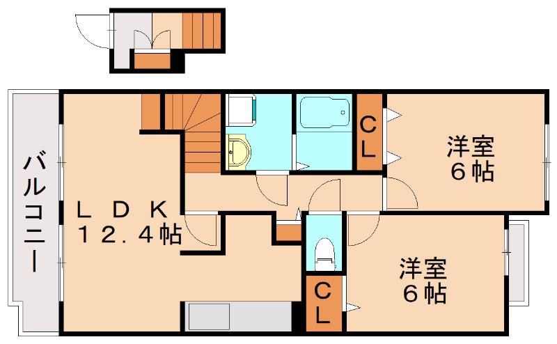 フィオーレ(2LDK/2階)の間取り写真