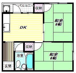大栄マンション(2DK/4階)の間取り写真