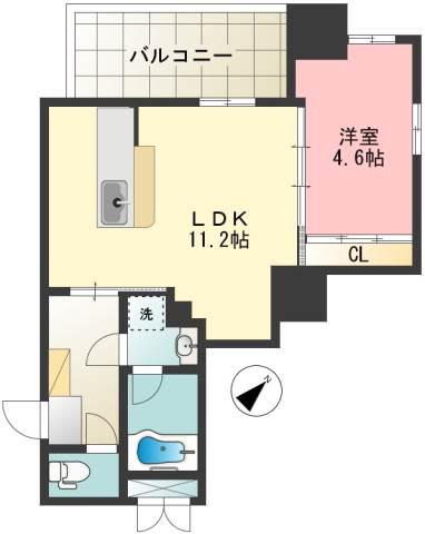 KYビル(1LDK/5階)の間取り写真