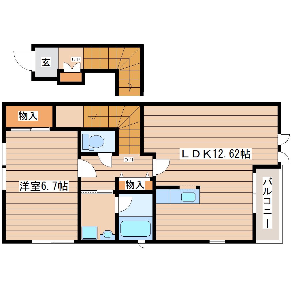 ALLOGGIO(1LDK/2階)の間取り写真