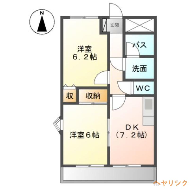 サンフォンテーヌ(2DK/2階)の間取り写真
