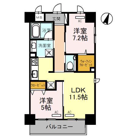 ソレイユ上落合(2LDK/4階)の間取り写真