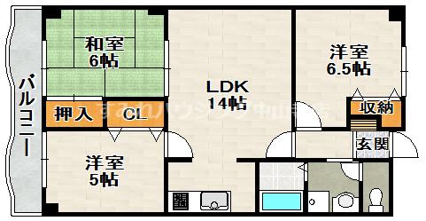 ボナミ田中マンション(3LDK/4階)の間取り写真