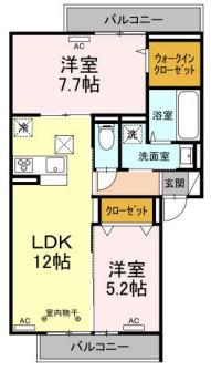 シャンポワール(2LDK/2階)の間取り写真