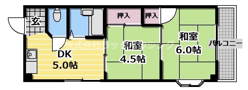 Mプラザ竜田通(2DK/4階)の間取り写真
