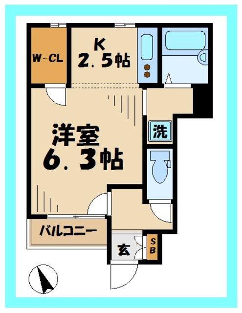 サン中野島コーポ(ワンルーム/1階)の間取り写真