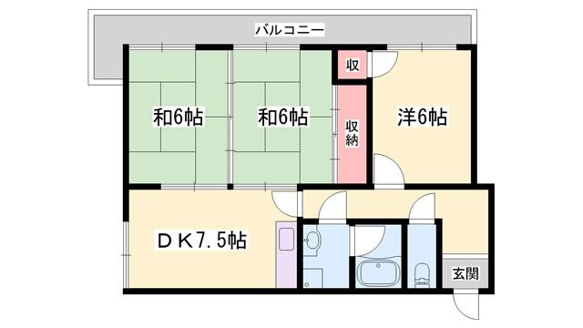 手柄コーポ2号館(3DK/4階)の間取り写真