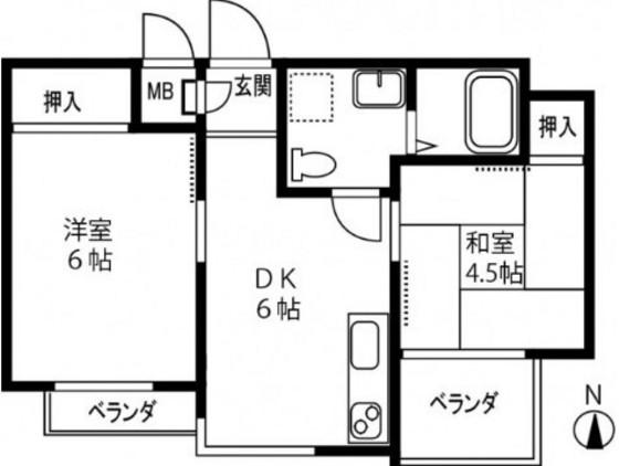 グリーンハイツ多田(2DK/3階)の間取り写真
