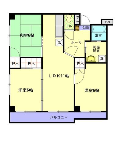 ベルハイム北沢(3LDK/3階)の間取り写真