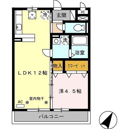 ジーンズコート(1LDK/1階)の間取り写真