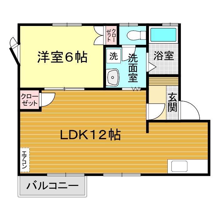 イーストヴィレッジ(1LDK/2階)の間取り写真