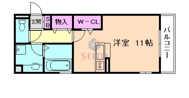 D-ROOM中桜塚(ワンルーム/3階)の間取り写真