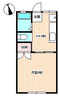 ホワイトハイムT2(1K/2階)の間取り写真