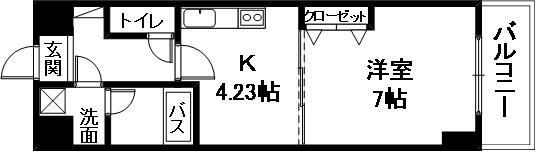 エンゼルプラザイーストII(1DK/7階)の間取り写真