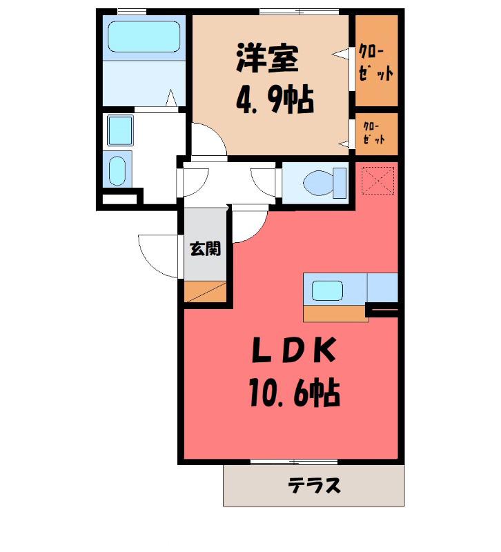 コスタデルソーレ(1LDK/1階)の間取り写真