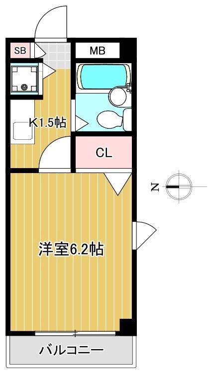 ヨネマンション(1K/2階)の間取り写真