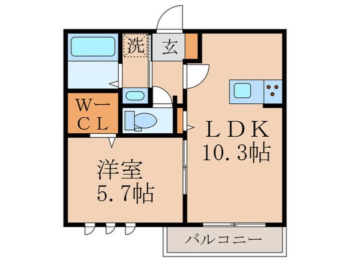 グラシア内畑(1LDK/2階)の間取り写真