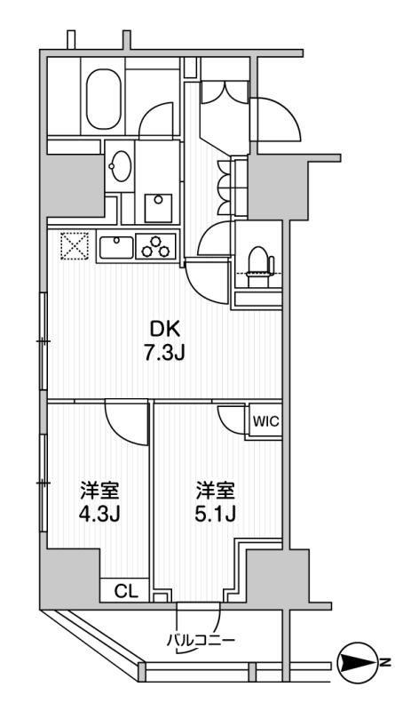 ザ・ライオンズフォーシア町屋(2DK/2階)の間取り写真