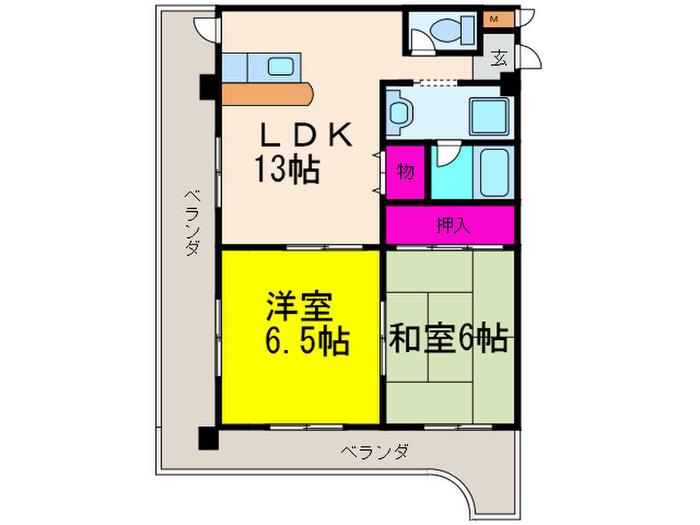 リーベン2番館(2LDK/3階)の間取り写真