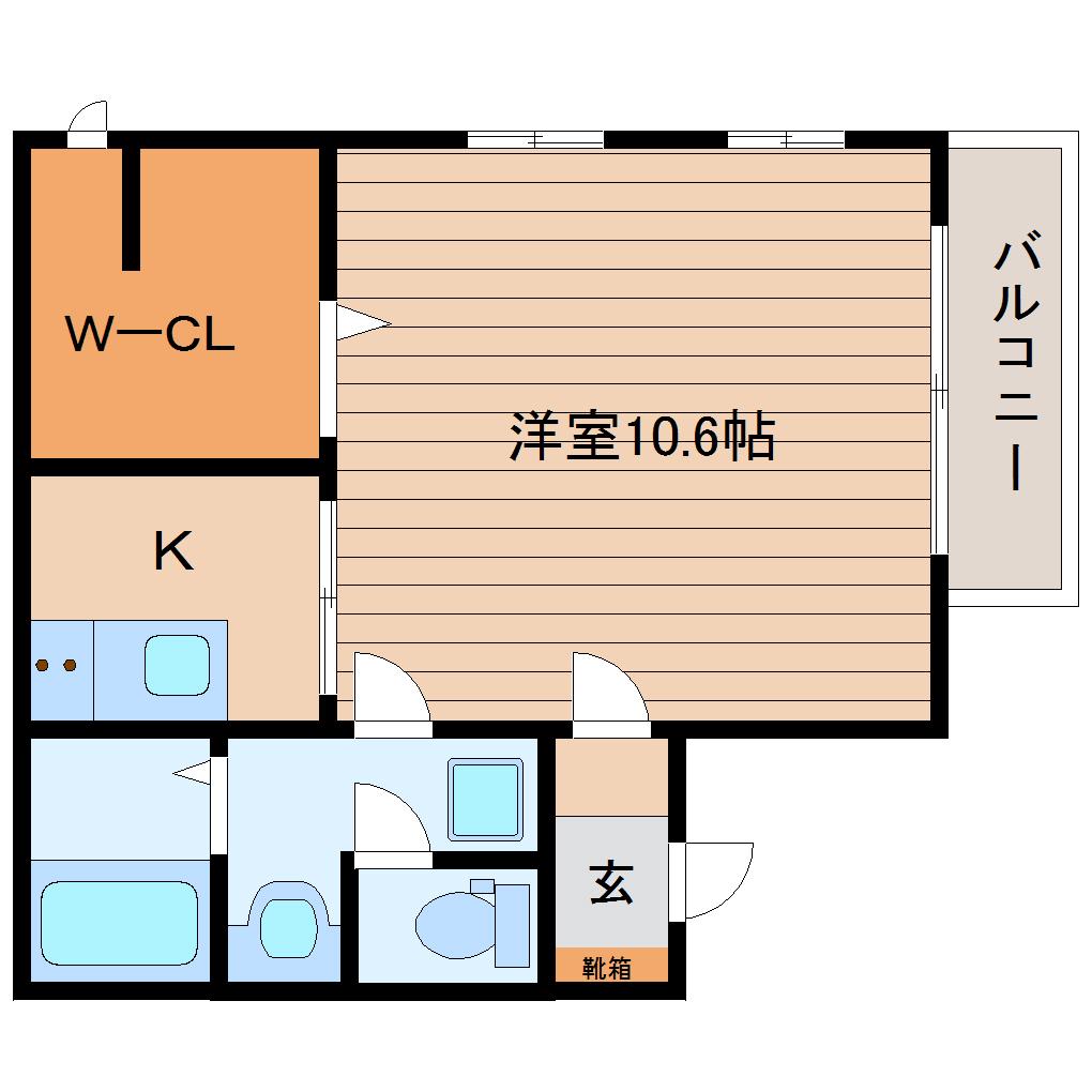 エクレウス(1SK/2階)の間取り写真
