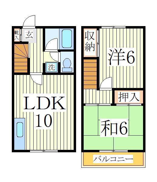 シティハイツ山崎C(2LDK/1階)の間取り写真